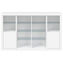 vidaXL 3 db fehér szerelt fa tálalószekrény LED-ekkel