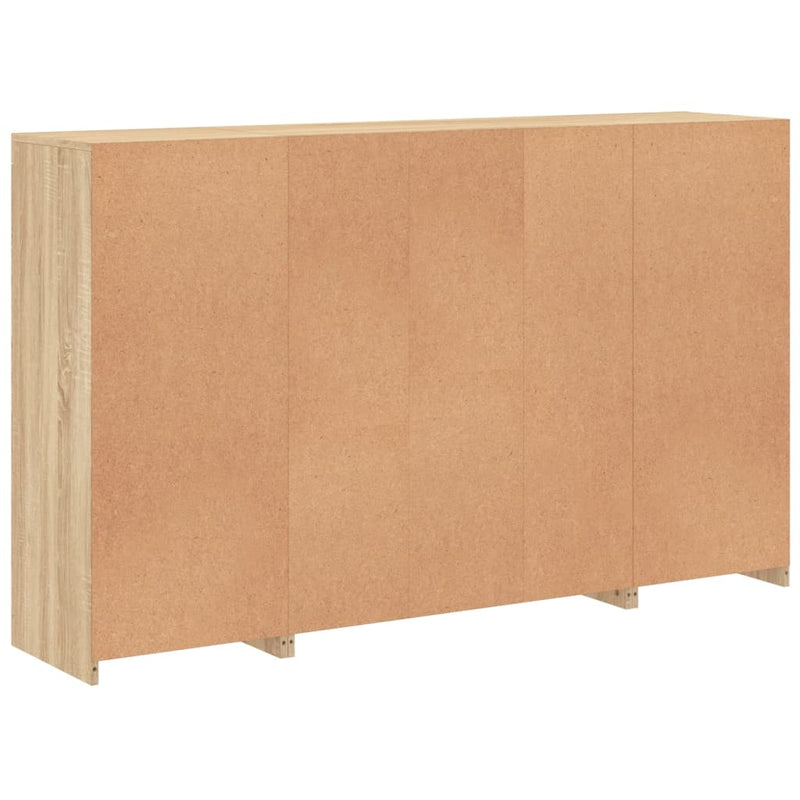 vidaXL 3 db sonoma tölgy színű szerelt fa tálalószekrény LED-ekkel