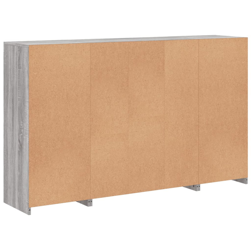 vidaXL 3 db szürke sonoma színű szerelt fa tálalószekrény LED-ekkel