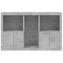 vidaXL betonszürke tálalószekrény LED-világítással 162 x 37 x 100 cm