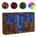 vidaXL füstös tölgy színű tálalószekrény LED-ekkel 162 x 37 x 100 cm