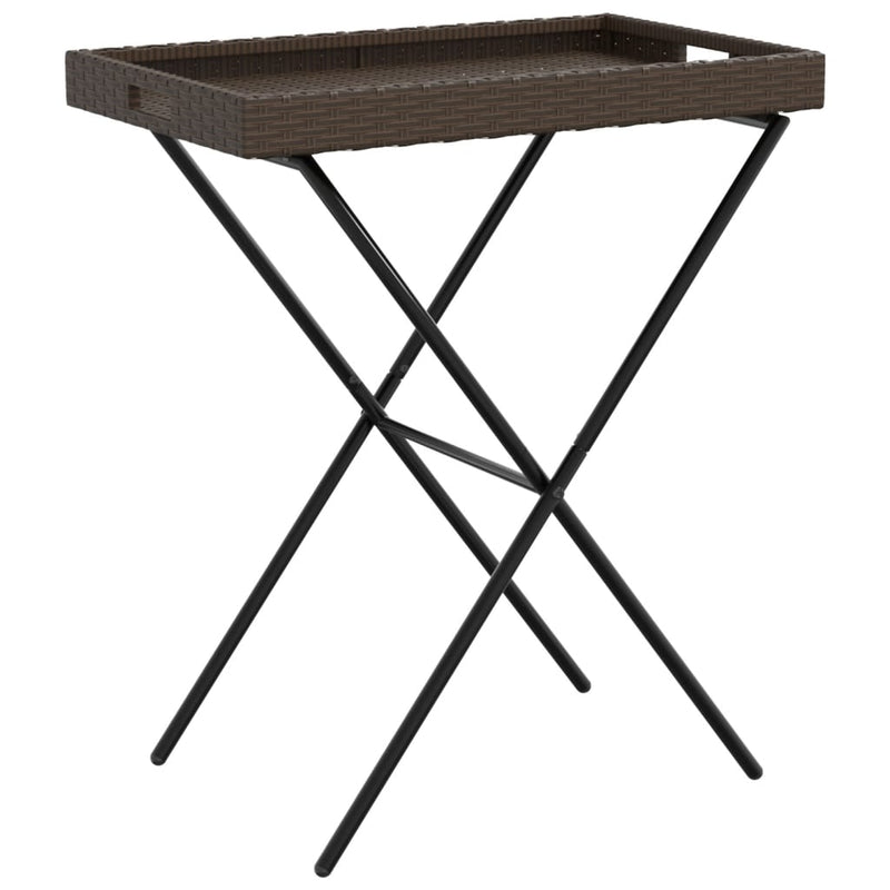 vidaXL barna összecsukható polyrattan tálcaasztal 65 x 40 x 75 cm