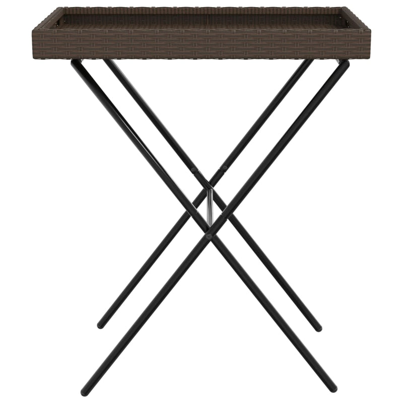 vidaXL barna összecsukható polyrattan tálcaasztal 65 x 40 x 75 cm