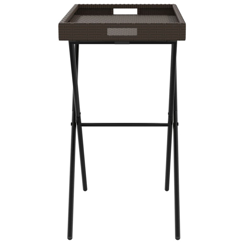 vidaXL barna összecsukható polyrattan tálcaasztal 65 x 40 x 75 cm