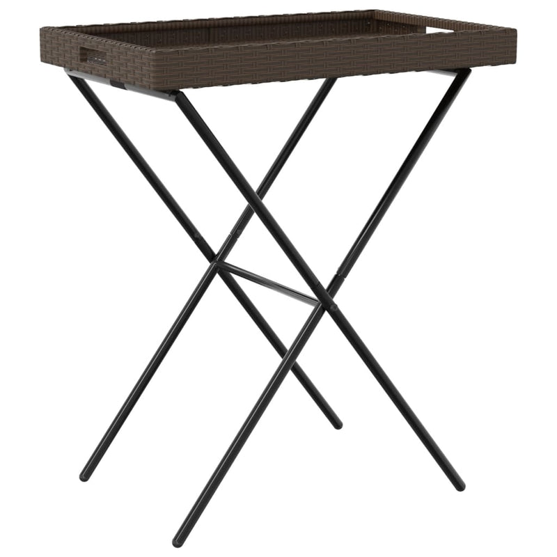 vidaXL barna összecsukható polyrattan tálcaasztal 65 x 40 x 75 cm