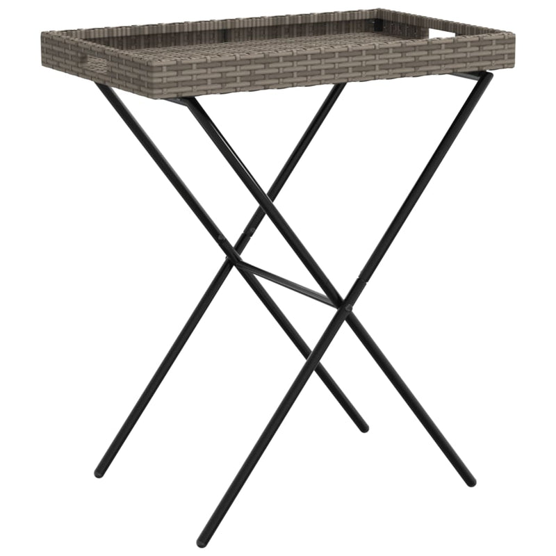 vidaXL szürke összecsukható polyrattan tálcaasztal 65 x 40 x 75 cm