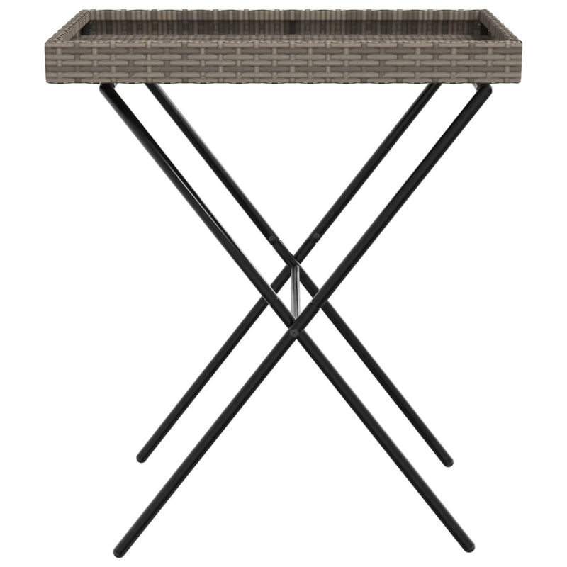 vidaXL szürke összecsukható polyrattan tálcaasztal 65 x 40 x 75 cm
