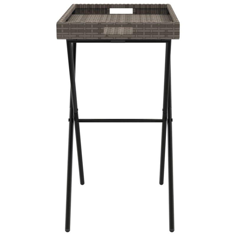 vidaXL szürke összecsukható polyrattan tálcaasztal 65 x 40 x 75 cm