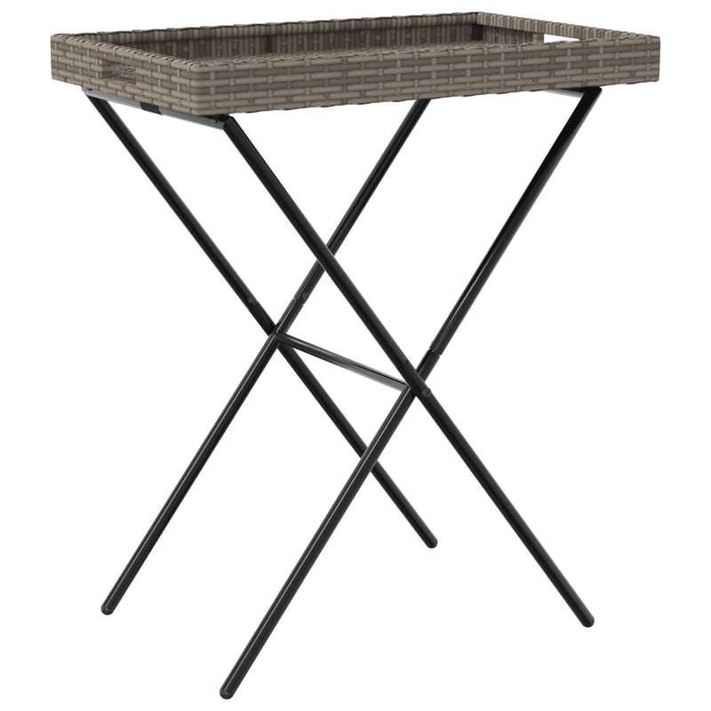 vidaXL szürke összecsukható polyrattan tálcaasztal 65 x 40 x 75 cm