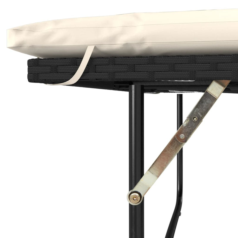 vidaXL 2 személyes fekete polyrattan kerti kanapé párnával