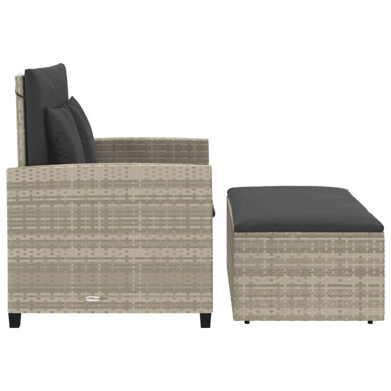 vidaXL 2 személyes világosszürke polyrattan kerti kanapé párnával