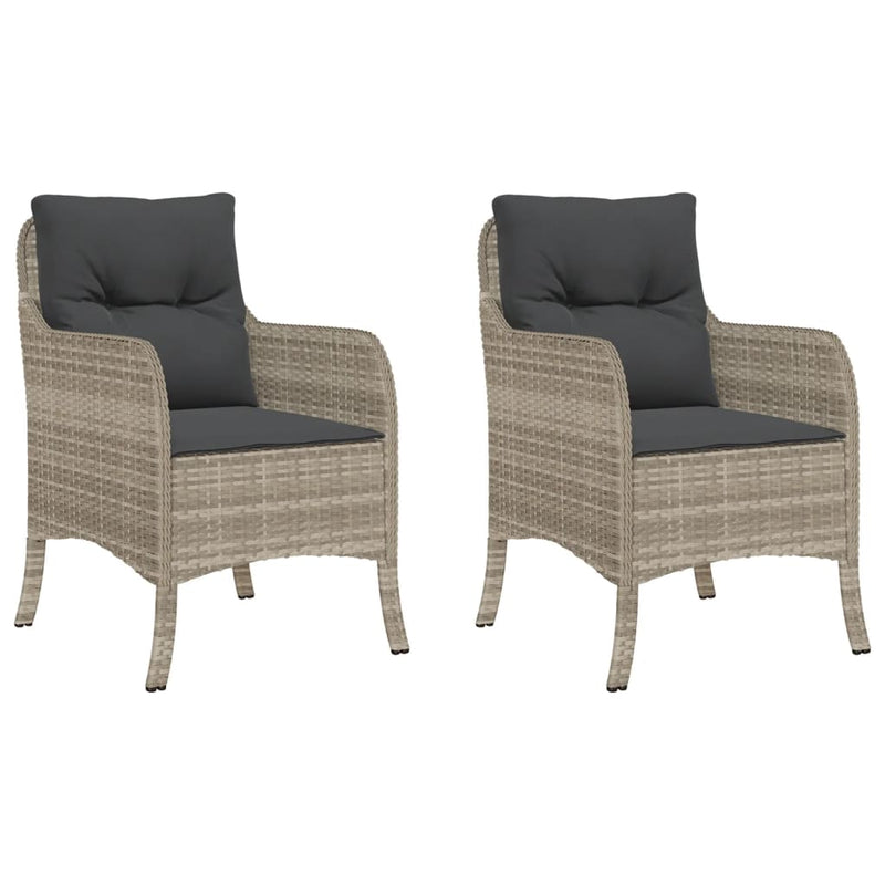 vidaXL 2 db világosszürke polyrattan kerti szék párnával
