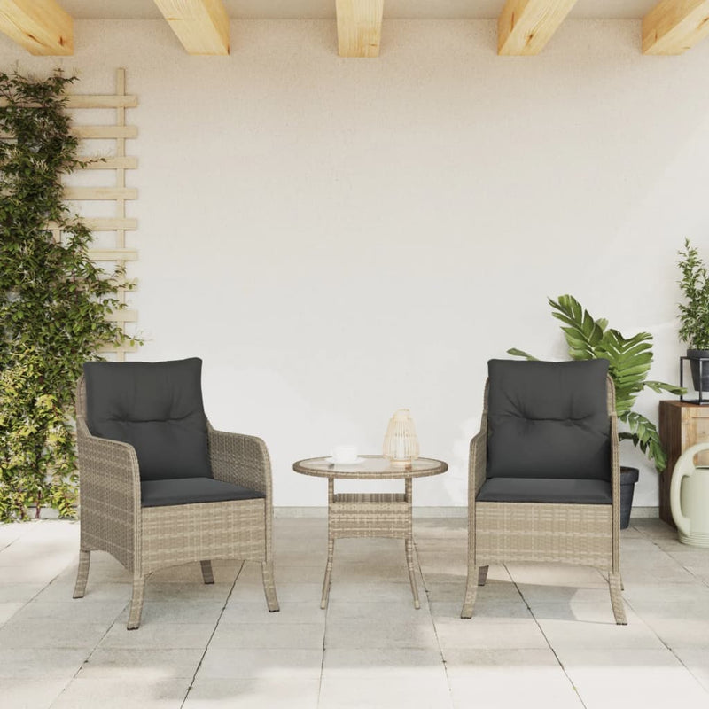 vidaXL 2 db világosszürke polyrattan kerti szék párnával