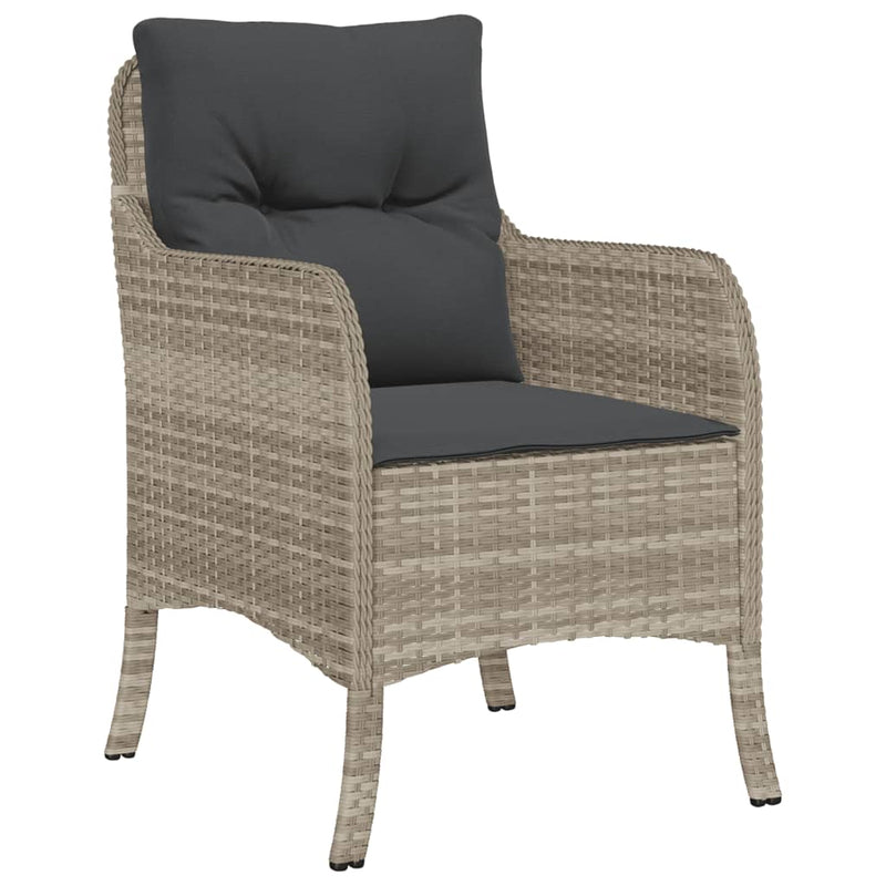 vidaXL 2 db világosszürke polyrattan kerti szék párnával