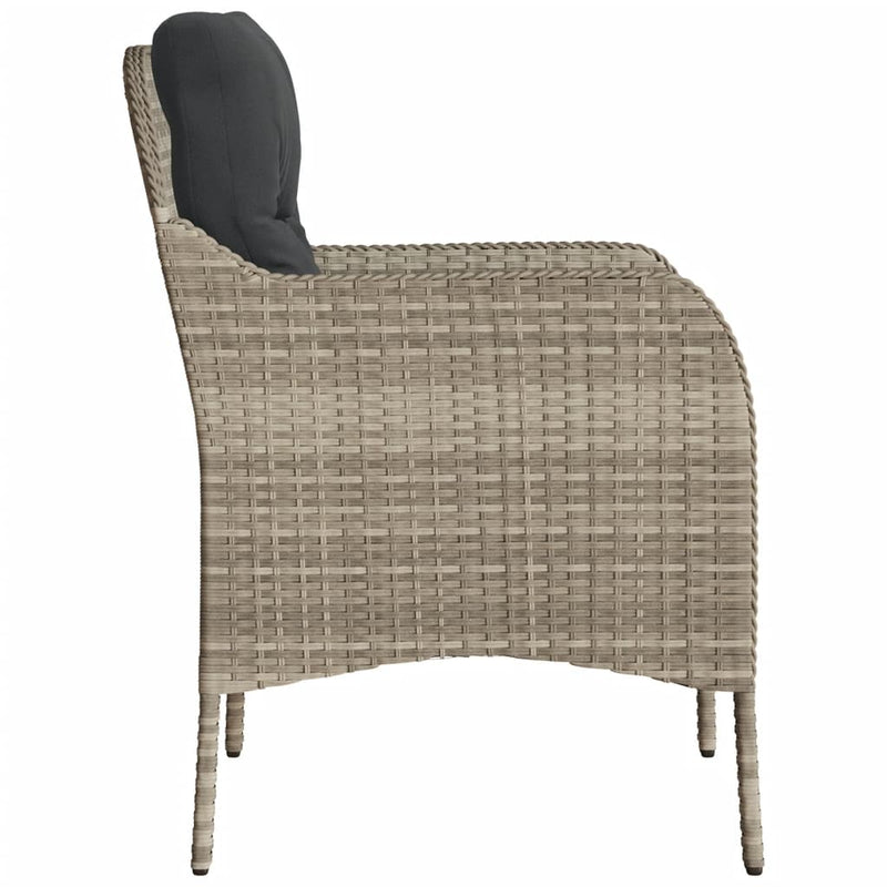 vidaXL 2 db világosszürke polyrattan kerti szék párnával
