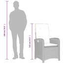 vidaXL fekete polyrattan dönthető kerti szék párnával