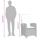 vidaXL fekete polyrattan dönthető kerti szék párnával