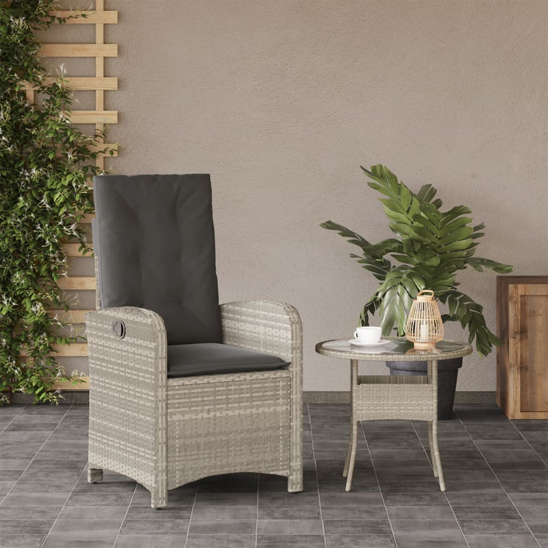 vidaXL világosszürke polyrattan dönthető kerti szék párnával