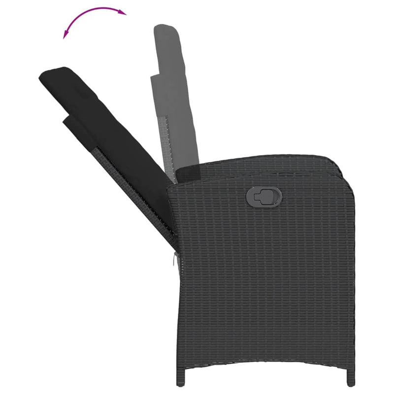 vidaXL 2 db fekete polyrattan dönthető kerti szék párnával