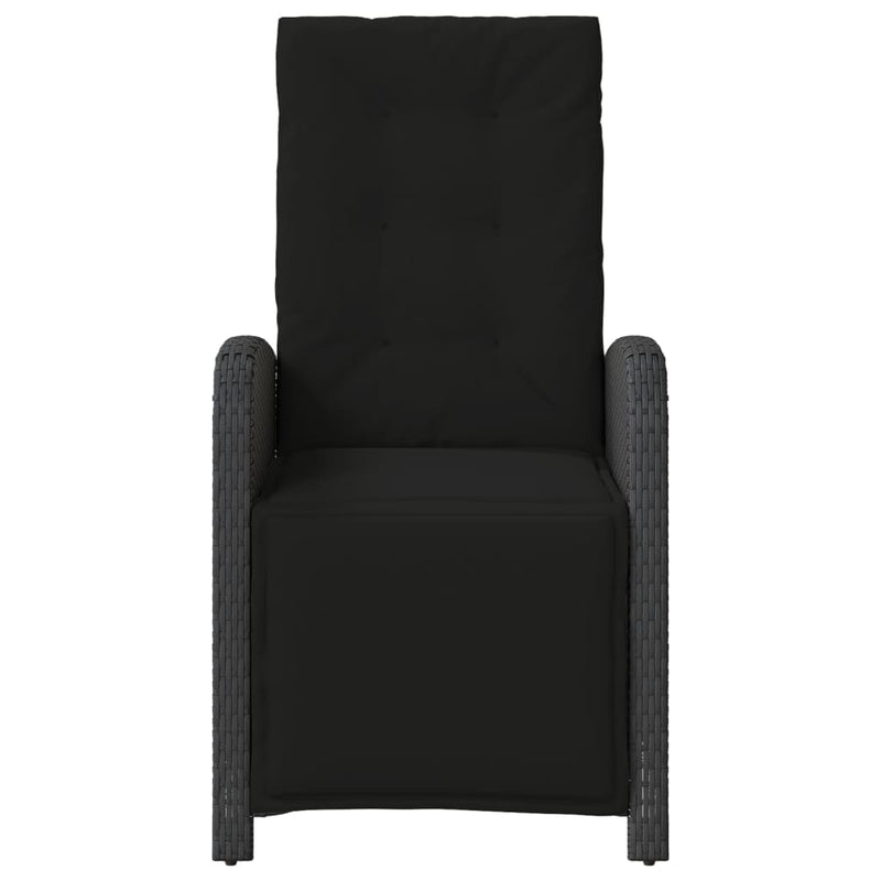 vidaXL fekete polyrattan dönthető kerti szék lábtartóval