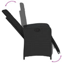 vidaXL fekete polyrattan dönthető kerti szék lábtartóval