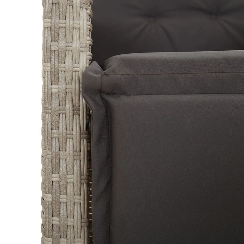 vidaXL világosszürke polyrattan dönthető kerti szék lábtartóval