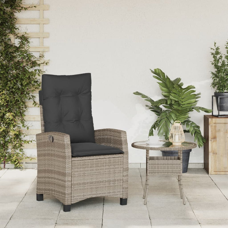 vidaXL szürke polyrattan dönthető kerti szék párnákkal
