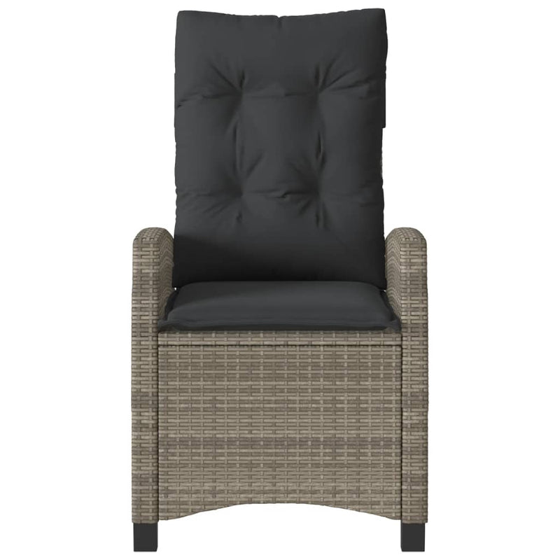 vidaXL szürke polyrattan dönthető kerti szék párnákkal