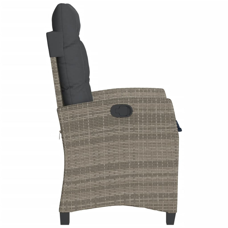 vidaXL szürke polyrattan dönthető kerti szék párnákkal