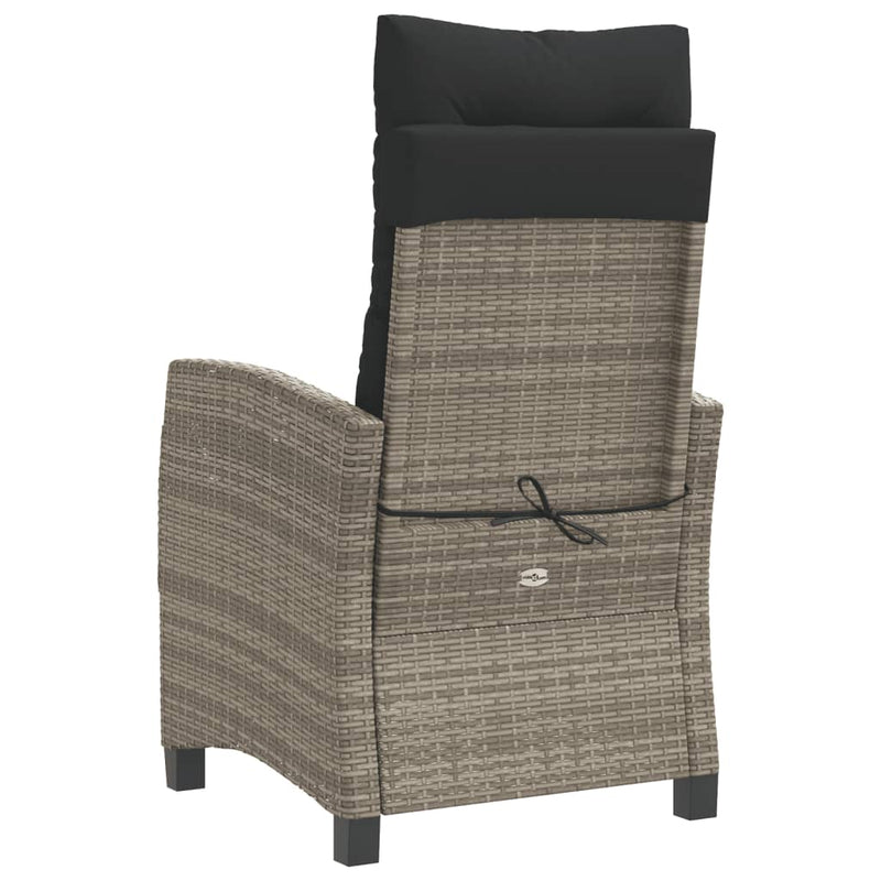 vidaXL szürke polyrattan dönthető kerti szék párnákkal