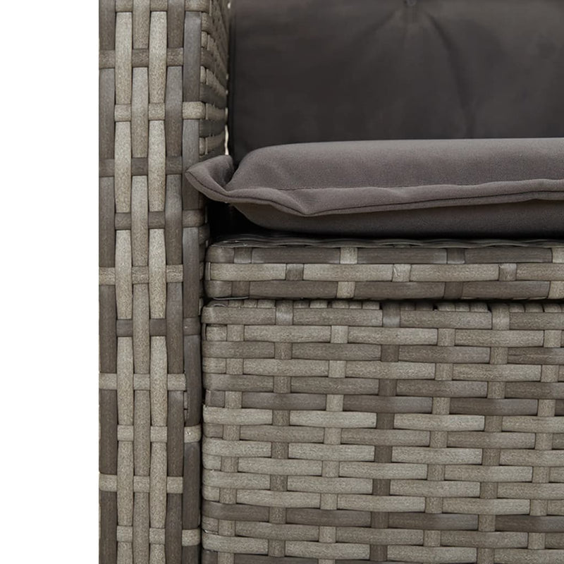 vidaXL szürke polyrattan dönthető kerti szék párnákkal