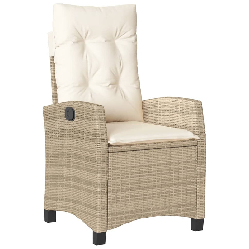 vidaXL bézs polyrattan dönthető kerti szék párnákkal