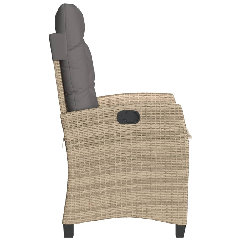 vidaXL 2 db vegyes bézs dönthető polyrattan kerti szék párnával