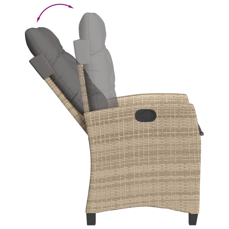vidaXL 2 db vegyes bézs dönthető polyrattan kerti szék párnával
