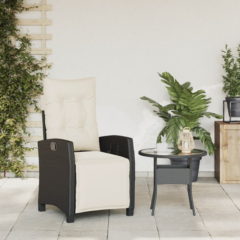vidaXL fekete polyrattan dönthető kerti szék lábtartóval