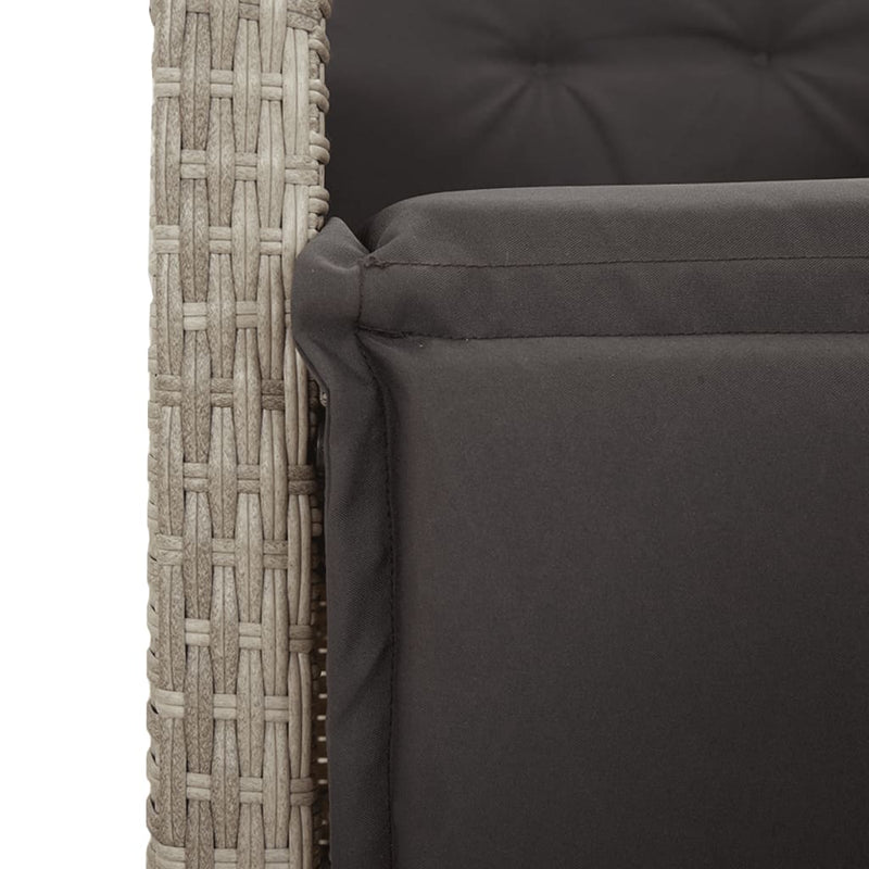 vidaXL világosszürke polyrattan dönthető kerti szék lábtartóval