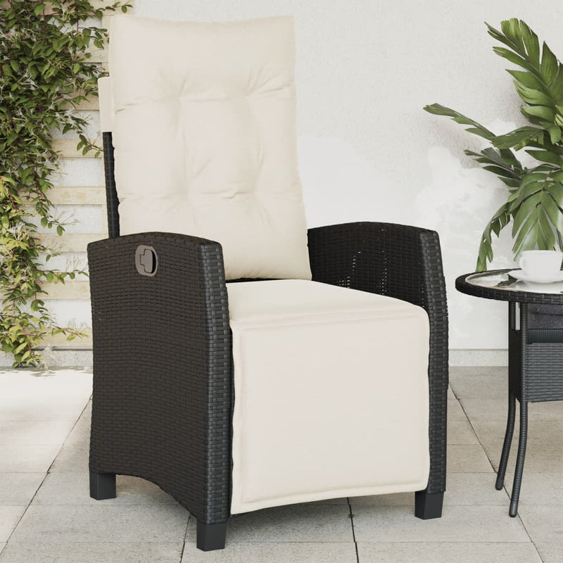 vidaXL 2 db fekete polyrattan dönthető kerti szék lábtartóval