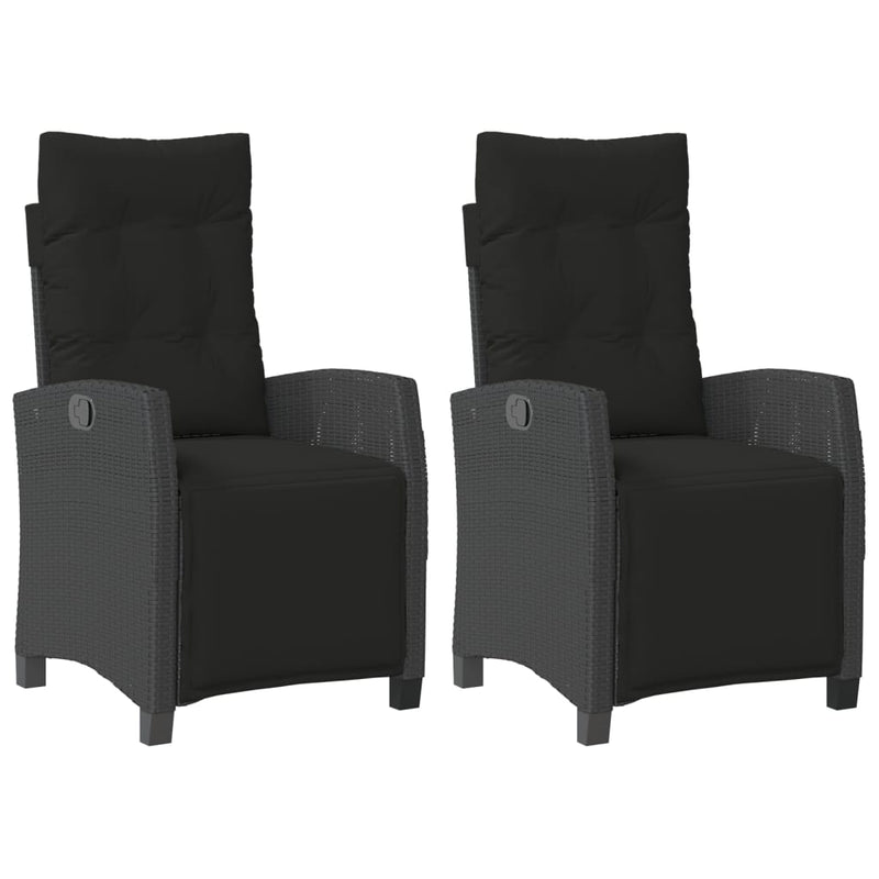 vidaXL 2 db fekete polyrattan dönthető kerti szék lábtartóval