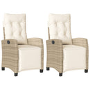 vidaXL 2 db bézs polyrattan dönthető kerti szék lábtartóval