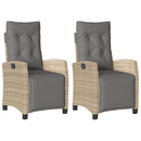 vidaXL 2 db vegyes bézs polyrattan dönthető kerti szék lábtartóval