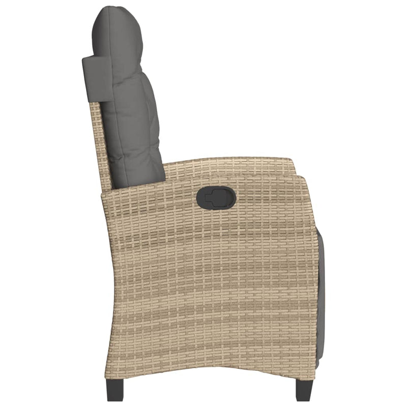 vidaXL 2 db vegyes bézs polyrattan dönthető kerti szék lábtartóval