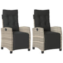 vidaXL 2 db világosszürke polyrattan dönthető kerti szék lábtartóval