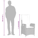 vidaXL fekete polyrattan dönthető kerti szék párnával