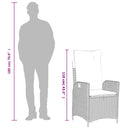 vidaXL szürke polyrattan dönthető kerti szék párnákkal