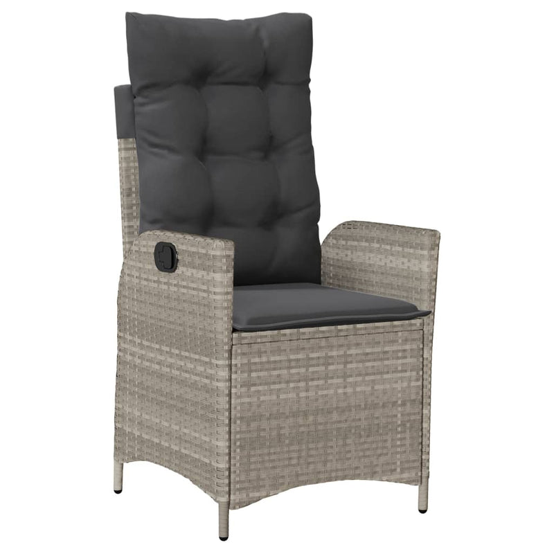 vidaXL világosszürke polyrattan dönthető kerti szék párnával