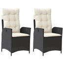 vidaXL 2 db fekete polyrattan dönthető kerti szék párnával