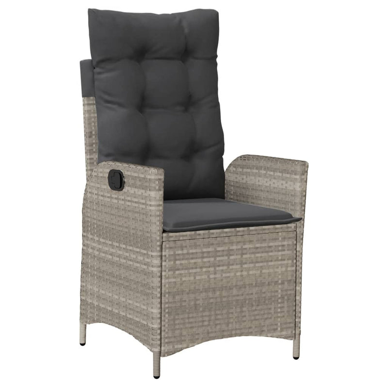 vidaXL 2 db világosszürke polyrattan dönthető kerti szék párnákkal