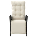 vidaXL fekete polyrattan dönthető kerti szék lábtartóval