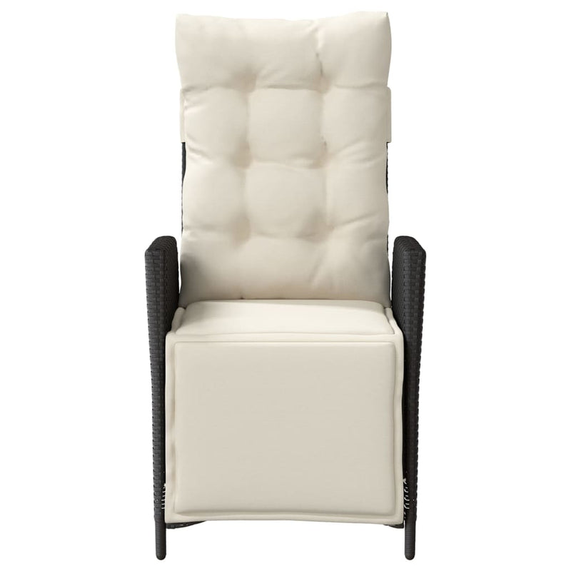 vidaXL fekete polyrattan dönthető kerti szék lábtartóval