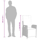 vidaXL fekete polyrattan dönthető kerti szék lábtartóval